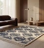 Soft Geometric Rug 3X5 ft| Seaside Blue & White Carpet Dhurrie
