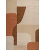 Soft Geometric Rug 4X5'6 ft| Beige & Orange Carpet Dhurrie