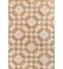 Soft Geometric Rug 5X8 ft| Tan & White Carpet Dhurrie