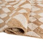 Soft Geometric Rug 5X8 ft| Tan & White Carpet Dhurrie