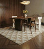 Soft Geometric Rug 5X8 ft| Tan & White Carpet Dhurrie