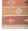 Soft Geometric Striped Rug 6'6X9'6 ft| Coral Essence & Yellow flash Carpet Dhurrie