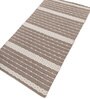 Soft Linked Striped Trellis Rug 3X5'6 ft| Leather Brown & White Carpet Dhurrie