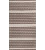 Soft Linked Striped Trellis Rug 3X5'6 ft| Leather Brown & White Carpet Dhurrie