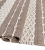 Soft Linked Striped Trellis Rug 3X5'6 ft| Leather Brown & White Carpet Dhurrie