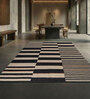 Soft Striped Rug 6X9 ft| Ebony & White Carpet Dhurrie