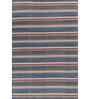 Soft Textured Striped Rug 5X7'6 ft| Deep Navy & Beige Carpet Dhurrie