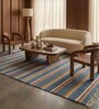Soft Textured Striped Rug 5X7'6 ft| Deep Navy & Beige Carpet Dhurrie