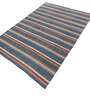 Soft Textured Striped Rug 5X7'6 ft| Deep Navy & Beige Carpet Dhurrie