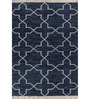 Soft Trellis Rug 5X8'6 ft| Deep Navy & White Carpet Dhurrie