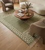 Soft Tribal Geometric Rug 4X5'6 ft| Treetop & White Carpet Dhurrie