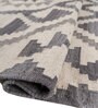Soft Tribal Geometric Rug 5X8 ft| Wisteria & White Carpet Dhurrie