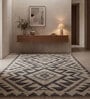 Soft Tribal Geometric Rug 5X8 ft| Wisteria & White Carpet Dhurrie