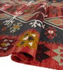 Soft Tribal Rug 5X7'6 ft| Ribbon Red & Treetop Carpet Dhurrie
