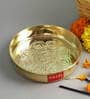 Brass Puja Pooja Aarti Golden Thali 12.5 cm, Golden