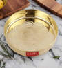 Brass Puja Pooja Aarti Golden Thali 12.5 cm, Golden