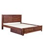Aston Solid Wood Queen Size Bed With Drawer Storage In Honey Walnut Finish