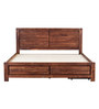 Aston Solid Wood Queen Size Bed With Drawer Storage In Honey Walnut Finish