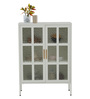 Astra Metal Crockery Unit with Glass Panel Doors Adjustable Shelving and Powder-Coated Metal Frame