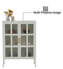 Astra Metal Crockery Unit with Glass Panel Doors Adjustable Shelving and Powder-Coated Metal Frame