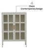 Astra Metal Crockery Unit with Glass Panel Doors Adjustable Shelving and Powder-Coated Metal Frame