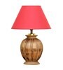 Ventus Maroon Cotton Shade Night Lamp With Wood Base