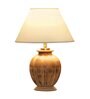 Greno White Cotton Shade Night Lamp With Wood Base
