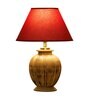 Ventus Maroon Cotton Shade Night Lamp With Wood Base