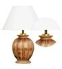 Greno White Cotton Shade Night Lamp With Wood Base