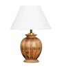 Greno White Cotton Shade Night Lamp With Wood Base