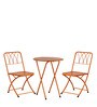 Asya Metal Outdoor Table Set with 2 Chairs in Orange Colour