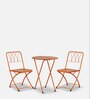Asya Metal Outdoor Table Set with 2 Chairs in Orange Colour