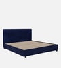 Asyra Velvet Upholstered King Size Bed in Imperial Blue Colour with Box Storage
