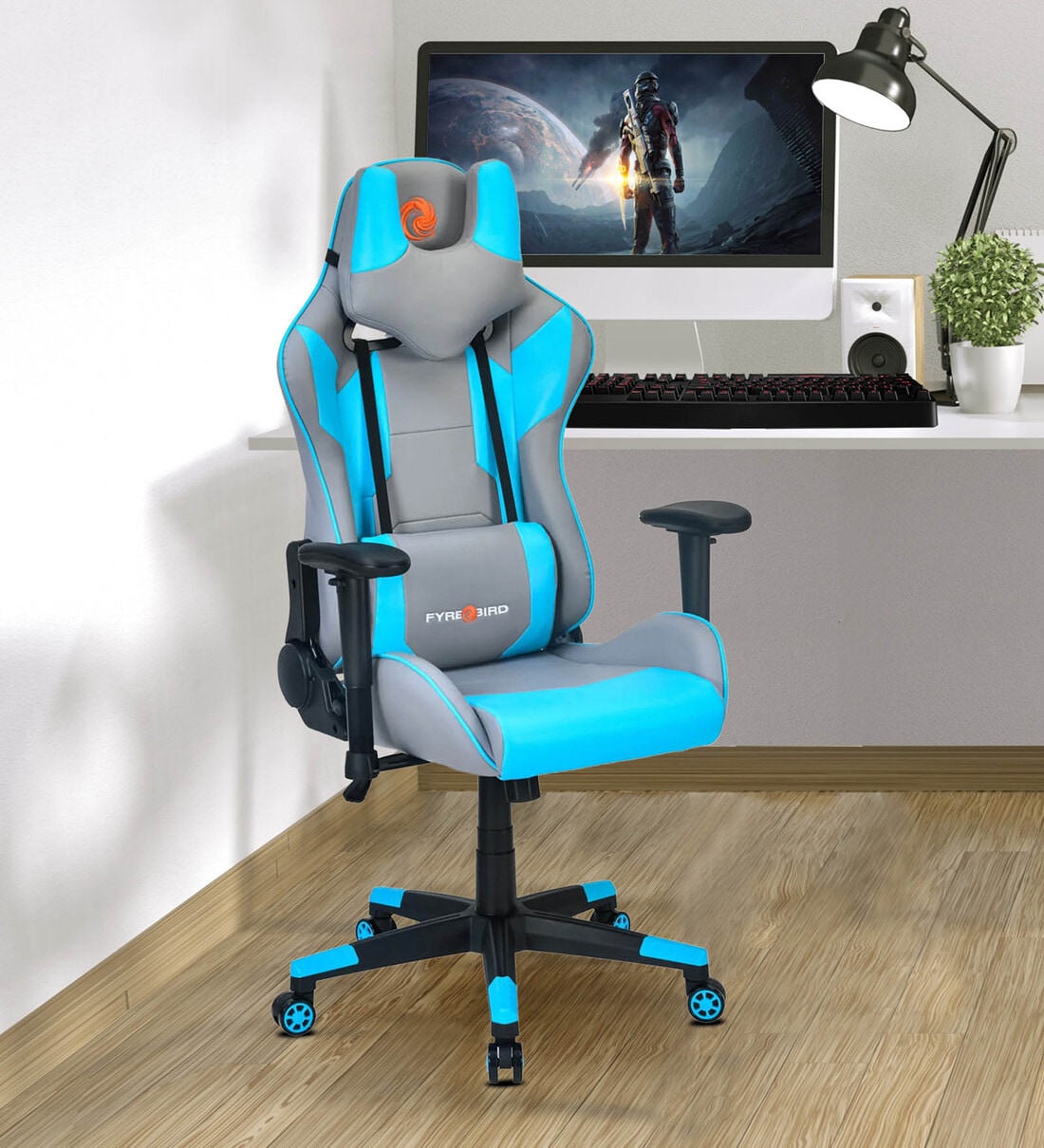 Grey fabric gaming discount chair