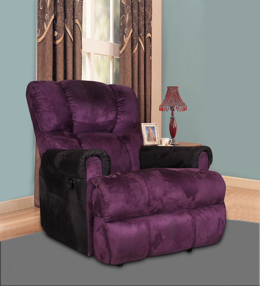 Buy Atlanta 1 Seater Recliner in Purple Colour by Alcanes Online