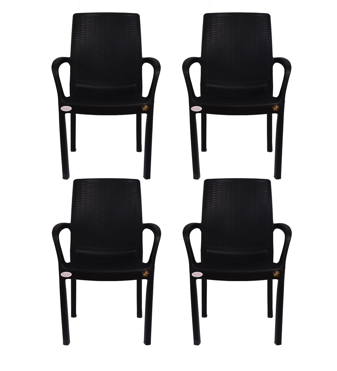 Buy Atlantis Chair (Set of 4) in Black Colour by Petals Furniture