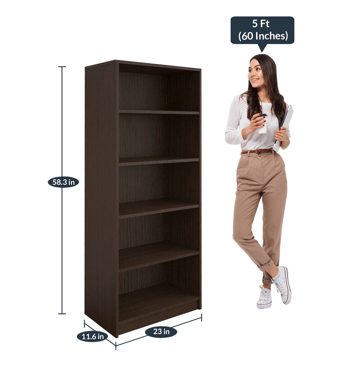 Buy Atlas Book Shelf in African oak Finish Online Modern Book Shelves