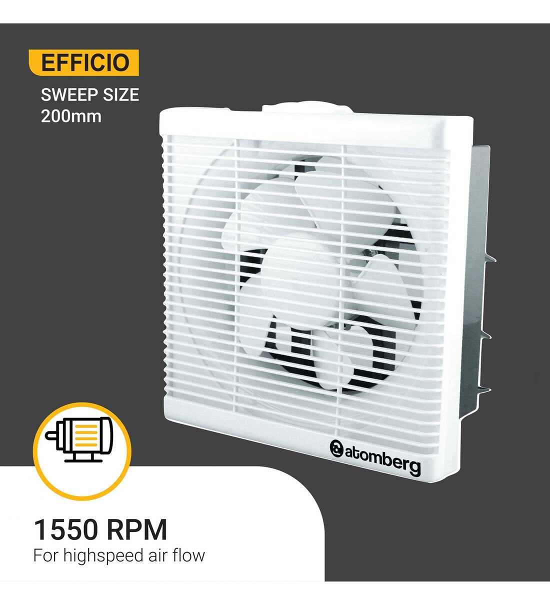 Buy Atomberg Efficio 200mm BLDC motor Energy Saving Exhaust Fan White