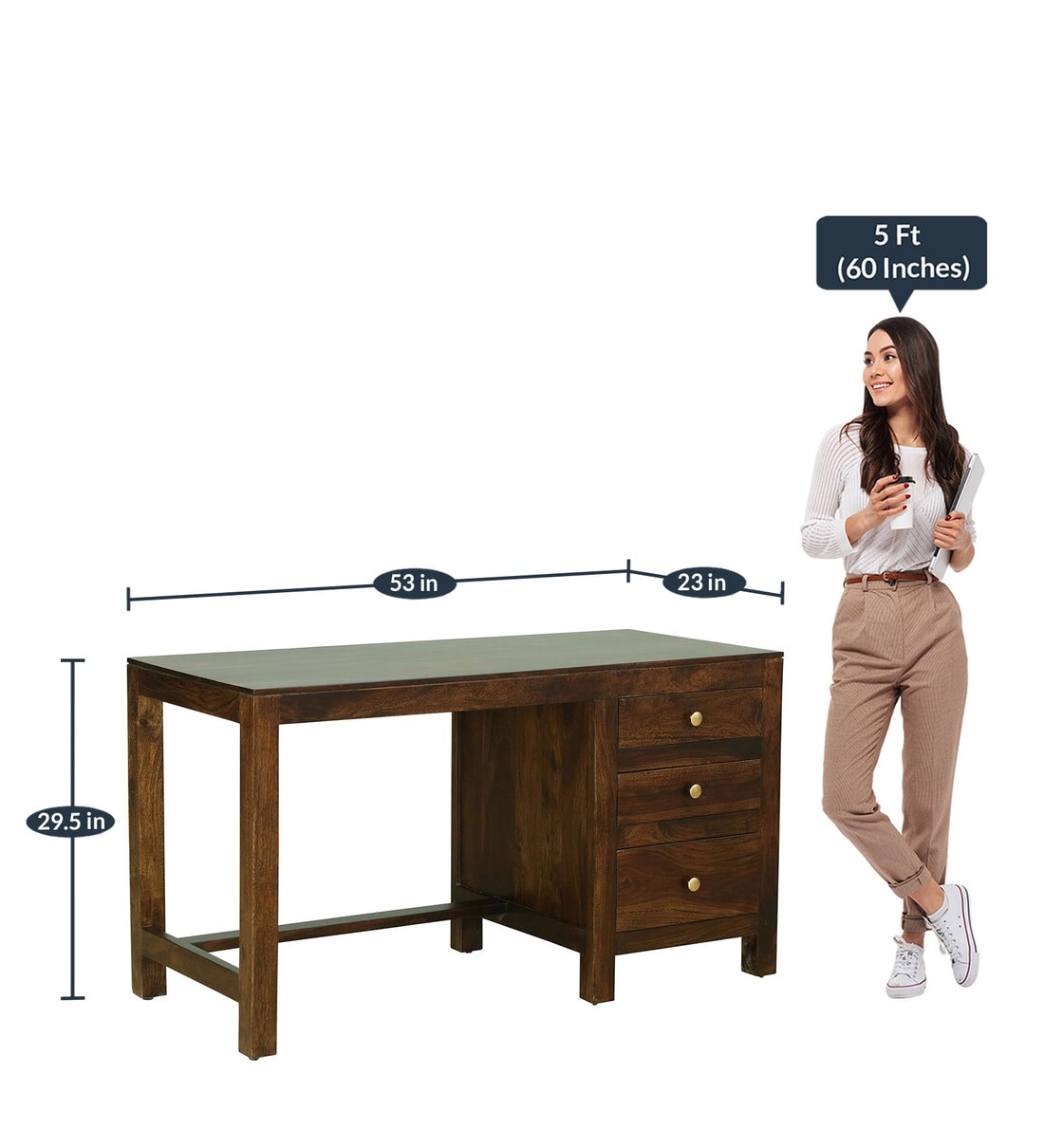 Buy Attie Solid Wood Study Table In Provincial Teak Finish By