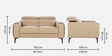 Atmore Half Leather 2 seater Sofa In Oyster Beige Colour With Adjustable Headrest