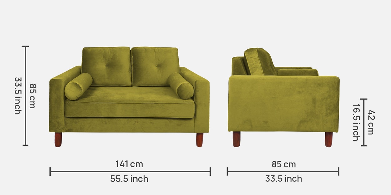 Buy Atlanta Velvet 2 Seater Sofa In Olive Green Colour at 5% OFF