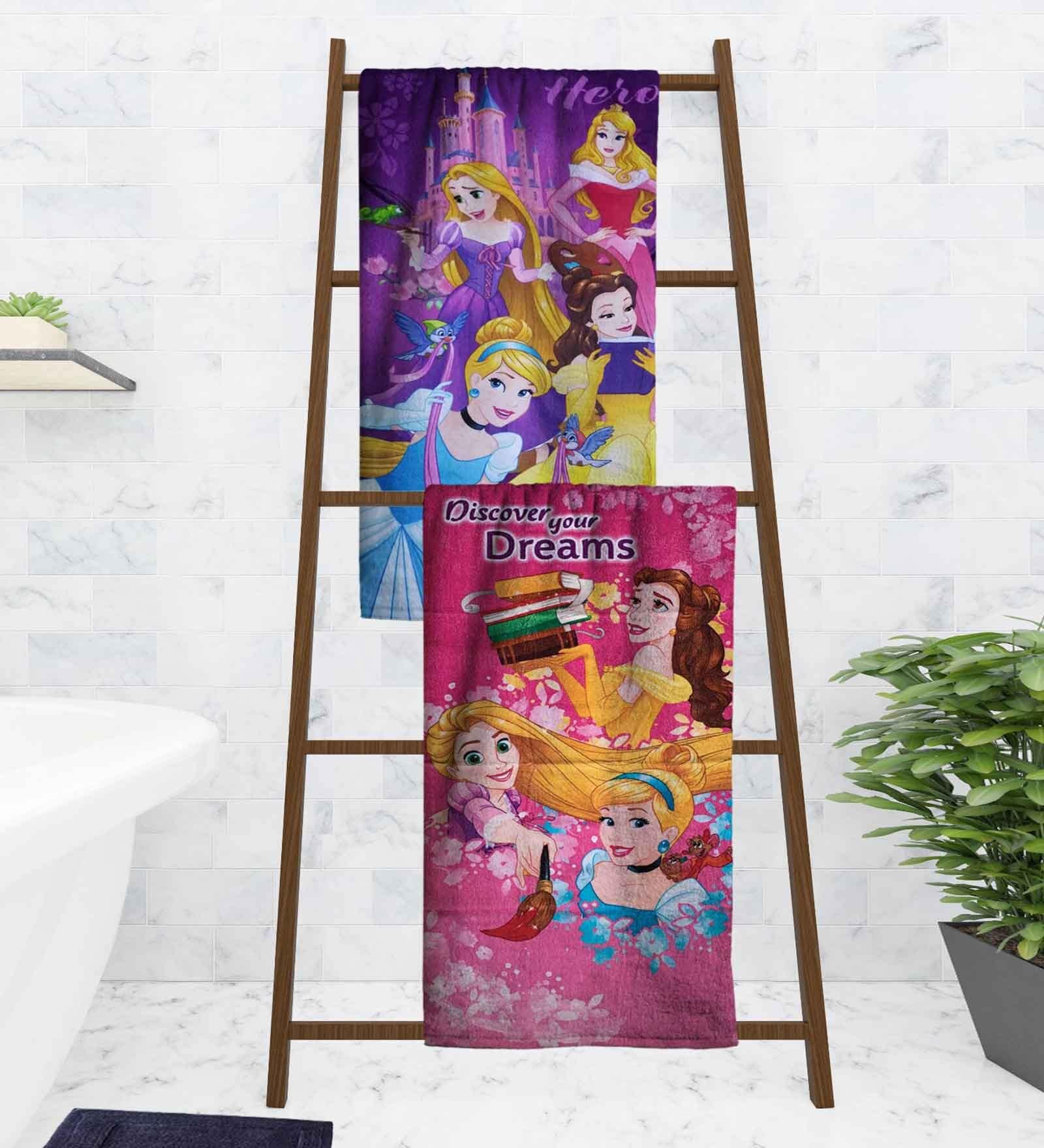 Disney Discover Your Dreams Princess Multicolor 350 GSM Cotton Kids Towels (Set Of 2)