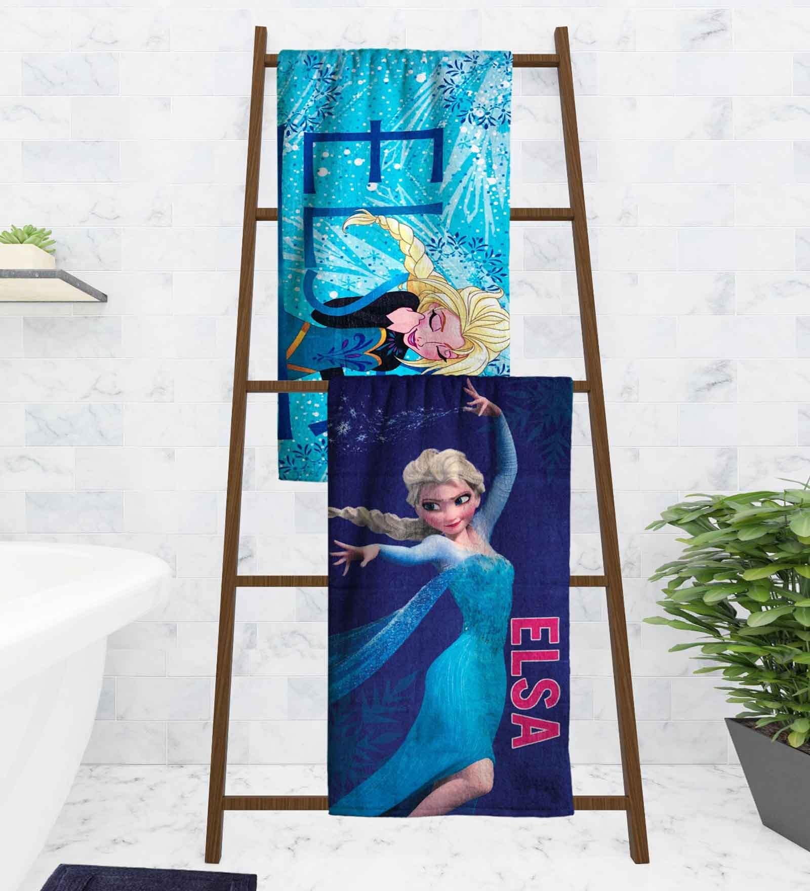 Disney Frozen Elsa Multicolor 350 GSM Cotton Kids Towels (Set Of 2)