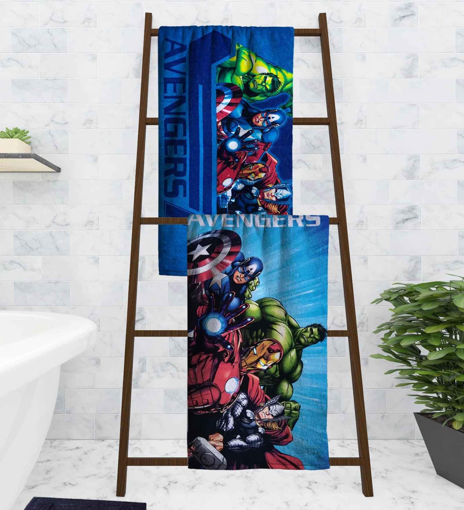 Marvel Avengers Assemble Multicolor 350 GSM Cotton  Kids  Towels (Set Of 2)