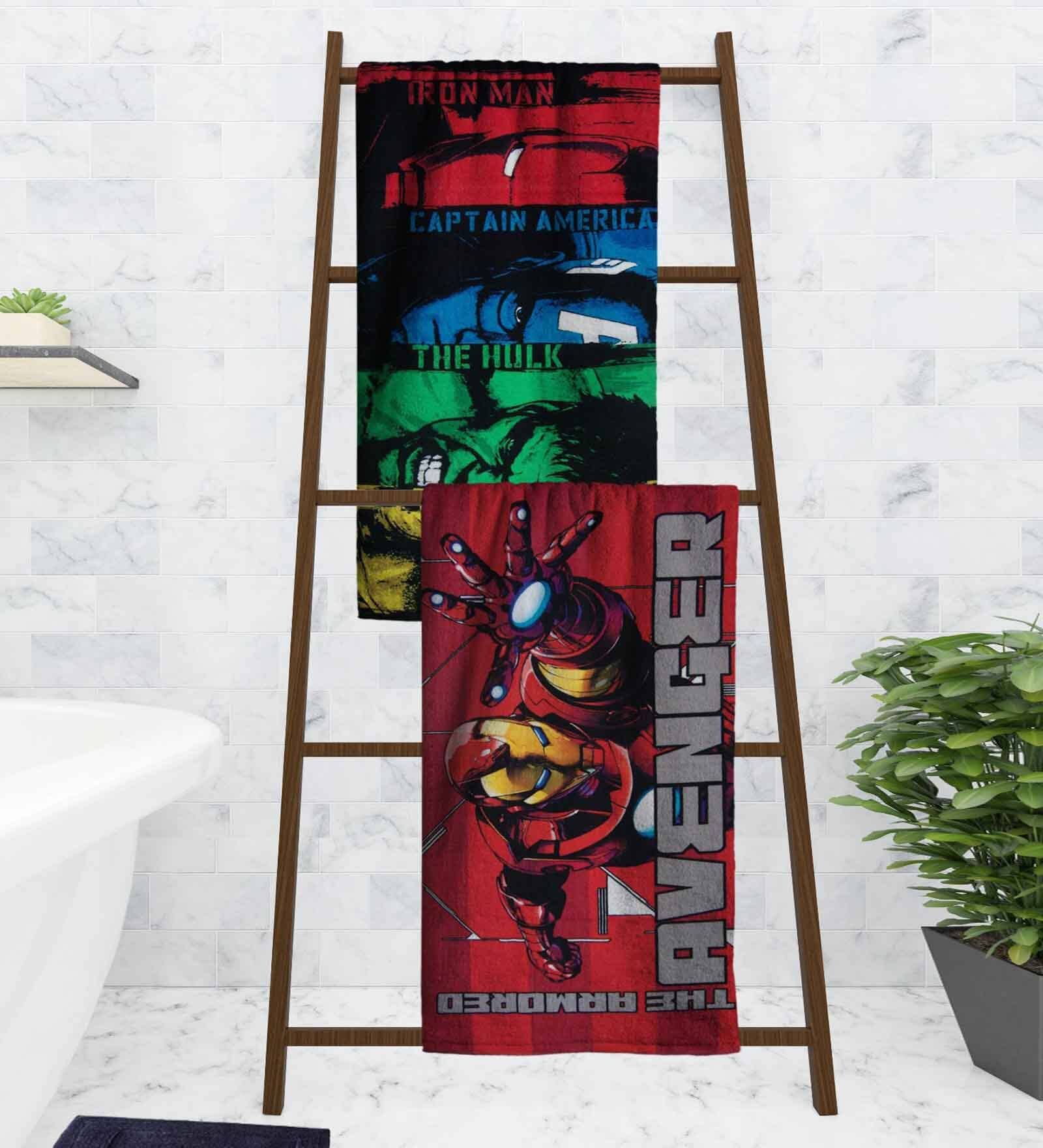 Marvel Team Kids Multicolor 350 GSM Cotton  Towels (Set Of 2)