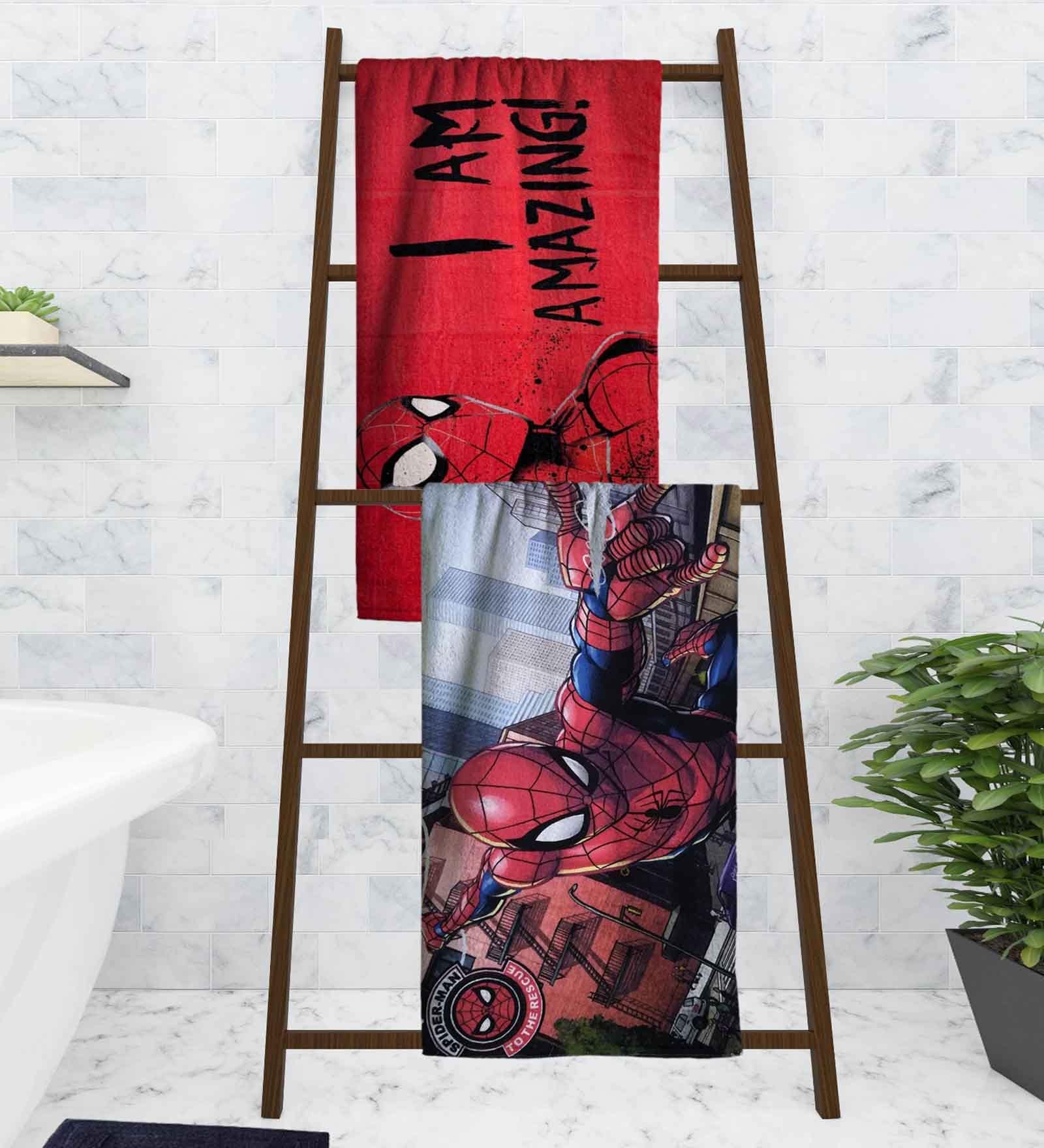 Marvel I Am Amazing Spiderman Multicolor 350 GSM Cotton Kids Towels (Set Of 2)