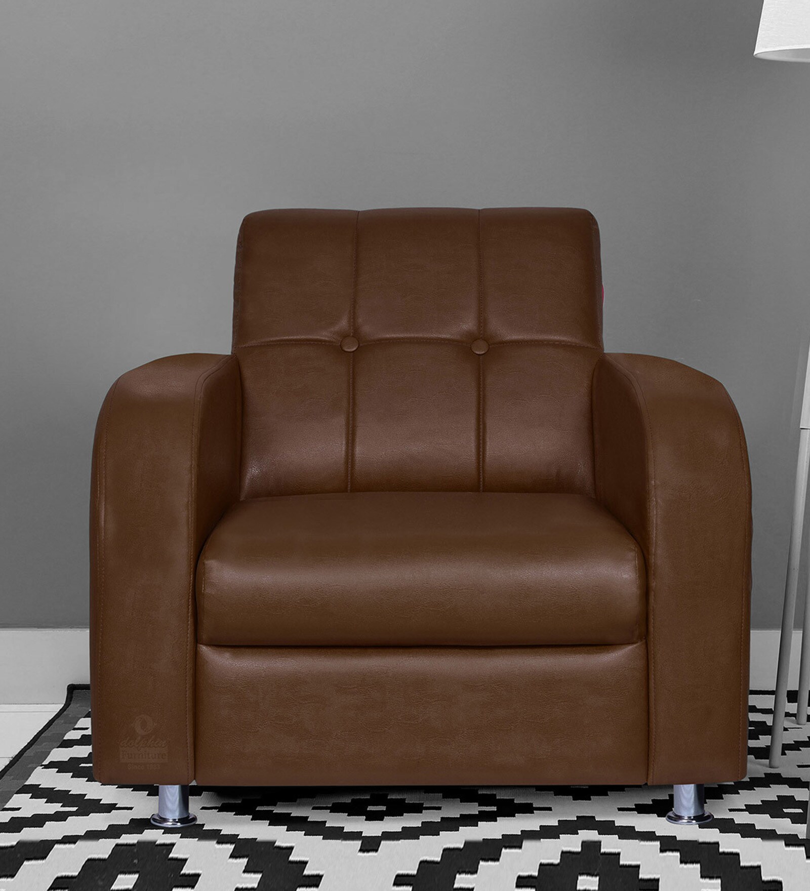 Atlanta Leatherette 1 Seater Sofa In Brown Colour