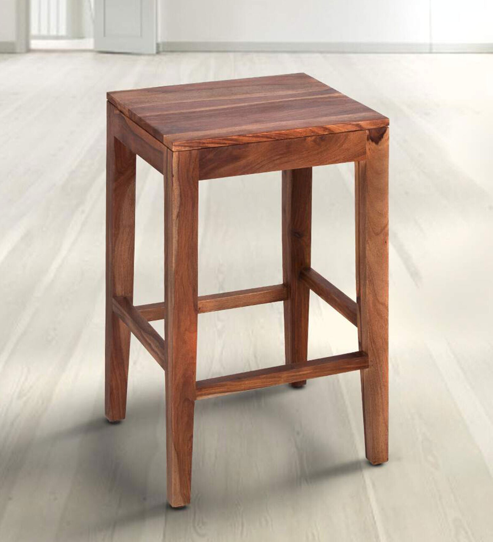 Atlas Solid Wood Bar Stool In Walnut Finish