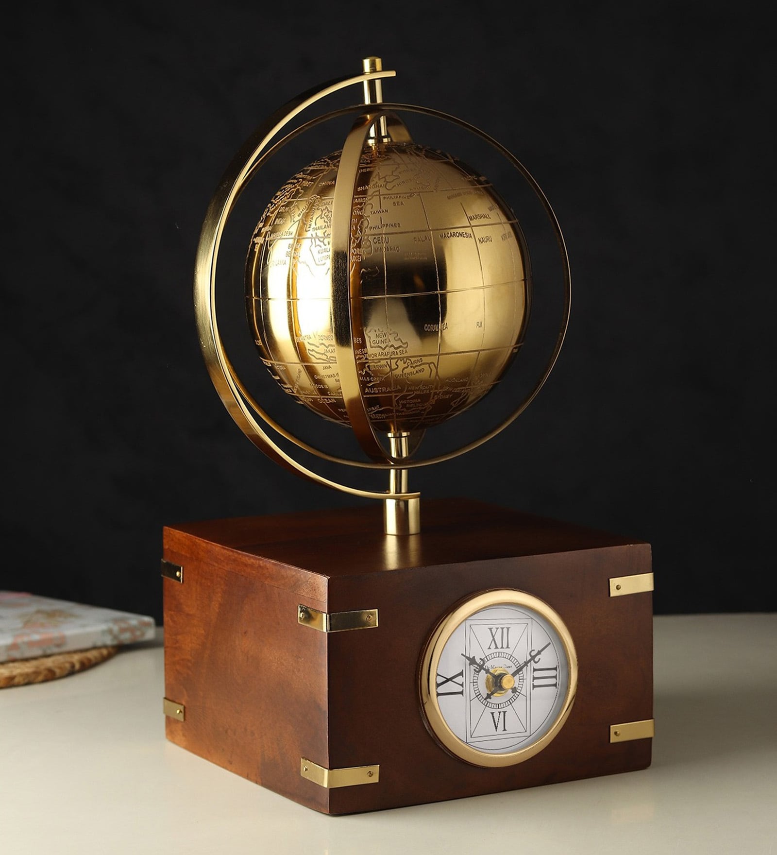 Atlasphere Gold Table Clock
