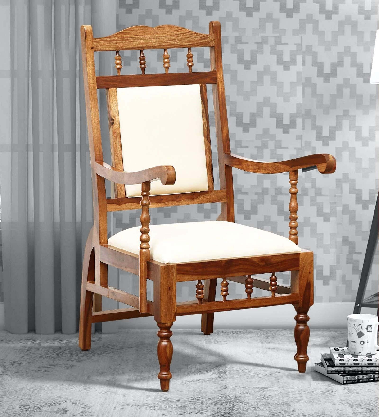 Buy Atmos Solid Wood Armchair in Rustic Teak Finish Amberville By